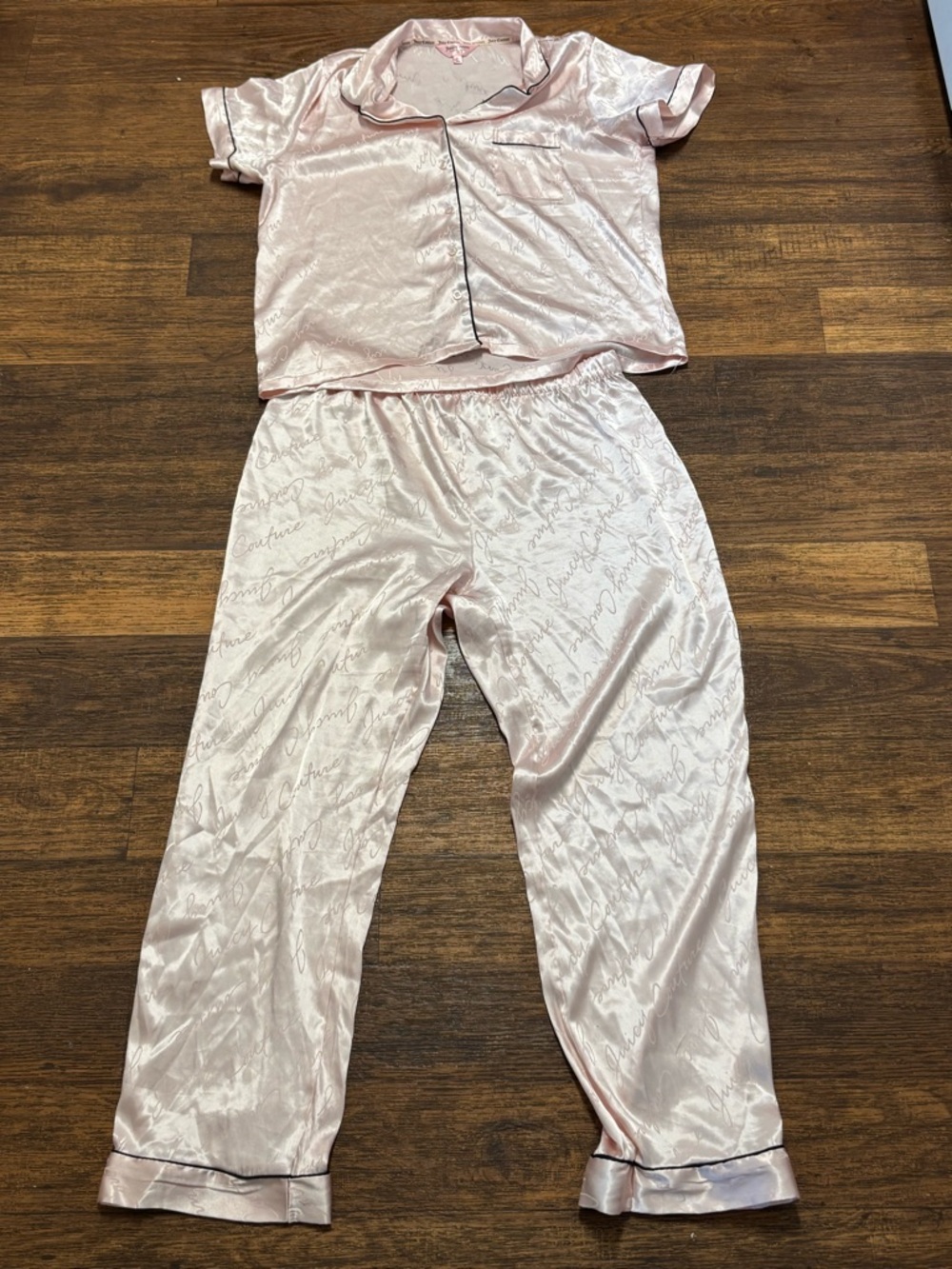 Juicy Couture Satin Pink Two-Piece Pajama Set